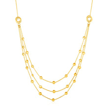 Load image into Gallery viewer, Station Necklace with Three Chains and Love Knots in 14k Yellow Gold

