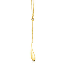 Load image into Gallery viewer, 14k Yellow Gold Teardrop Lariat Necklace with Diamond
