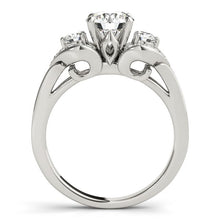 Load image into Gallery viewer, 14k White Gold 3 Stone Diamond Engagement Antique Style Ring (1 3/8 cttw)
