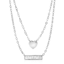 Load image into Gallery viewer, Sterling Silver 18 inch Two Strand Necklace with Heart and Mom Charms
