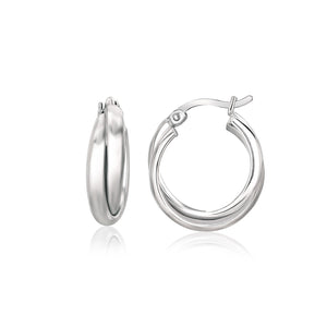 Sterling Silver Dual Round Entwined Hoop Earrings