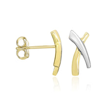 Load image into Gallery viewer, 14k Two-Tone Gold Asymmetrical X Style Earrings
