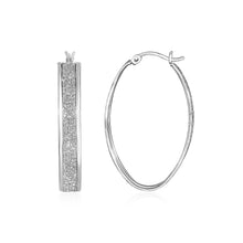 Load image into Gallery viewer, Glitter Textured Oval Hoop Earrings in Sterling Silver
