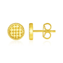 Load image into Gallery viewer, 14k Yellow Gold Textured Circle Post Earrings
