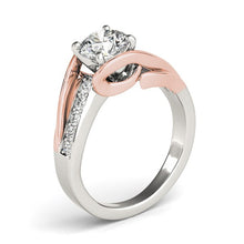 Load image into Gallery viewer, 14k White And Rose Gold Bypass Shank Diamond Engagement Ring (1 1/8 cttw)
