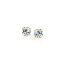 Load image into Gallery viewer, 14k Yellow Gold Stud Earrings with White Hue Faceted Cubic Zirconia
