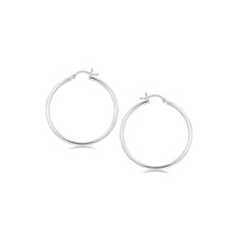 Load image into Gallery viewer, Sterling Silver Rhodium Plated Thin and Polished Hoop Style Earrings (35mm)
