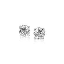 Load image into Gallery viewer, 14k White Gold Stud Earrings with White Hue Faceted Cubic Zirconia
