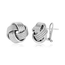 Load image into Gallery viewer, Sterling Silver Groove Textured Love Knot Earrings
