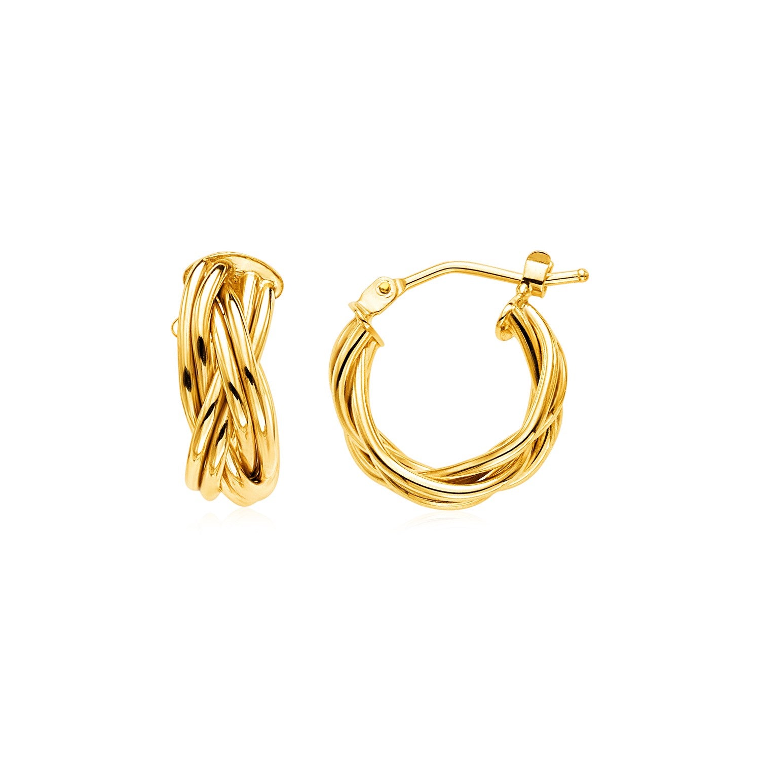 14k Yellow Gold Petite Braided Hoop Earrings