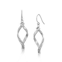 Load image into Gallery viewer, 14k White Gold Twisted Freeform Oval Drop Earrings
