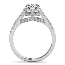 Load image into Gallery viewer, 14k White Gold Round Cut Pave Set Shank Diamond Engagement Ring (1 3/8 cttw)
