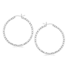 Load image into Gallery viewer, Sterling Silver Rhodium Plated Woven Style Polished Hoop Earrings
