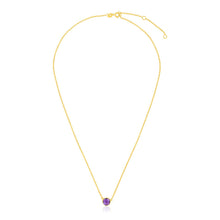 Load image into Gallery viewer, 14k Yellow Gold 17 inch Necklace with Round Amethyst
