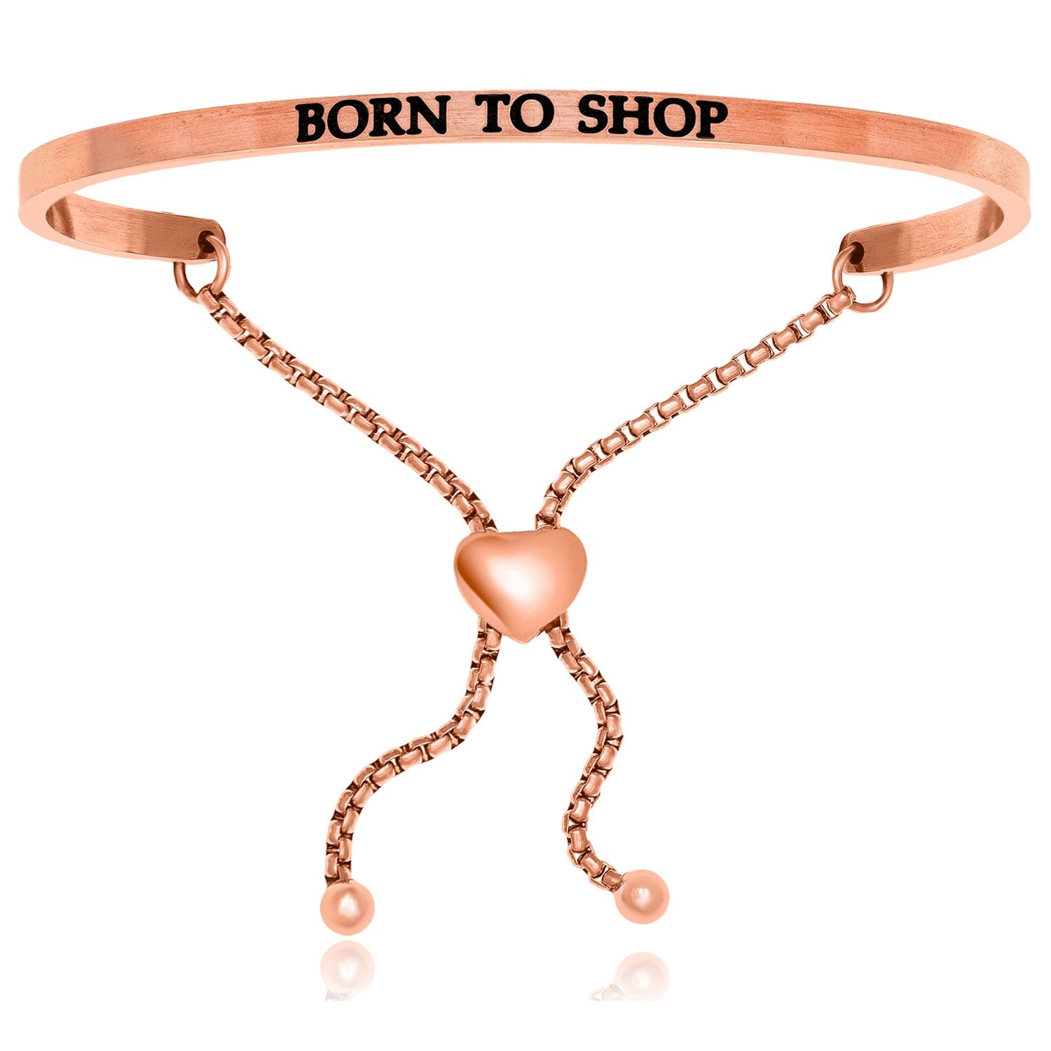 Pink Stainless Steel Born To Shop Adjustable Bracelet