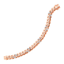 Load image into Gallery viewer, 14k Rose Gold Polished Curb Chain Bracelet with Diamonds
