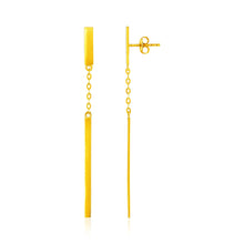 Load image into Gallery viewer, 14k Yellow Gold Polished Bar Earrings with Chain and Bar Drop

