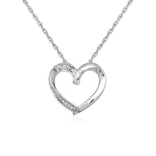 Load image into Gallery viewer, Open Heart Pendant with Diamonds in Sterling Silver
