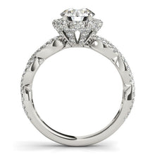 Load image into Gallery viewer, 14k White Gold Flower Motif Split Shank Diamond Engagement Ring (1 5/8 cttw)
