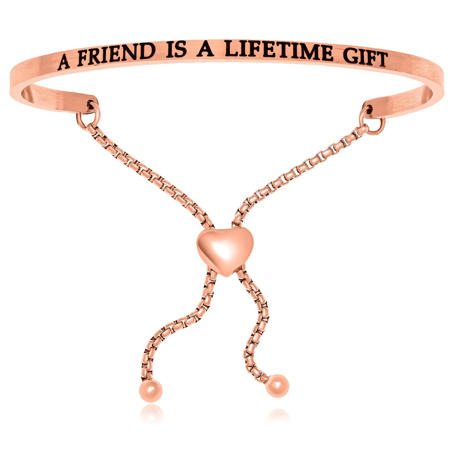 Pink Stainless Steel A Friend Is A Lifetime Gift Adjustable Bracelet