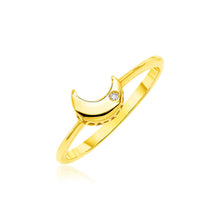 Load image into Gallery viewer, 14k Yellow Gold Polished Moon Ring with Diamond
