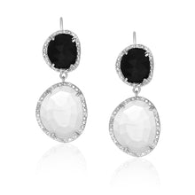 Load image into Gallery viewer, Sterling Silver Diamond Accented Moonstone and Black Onyx Earrings
