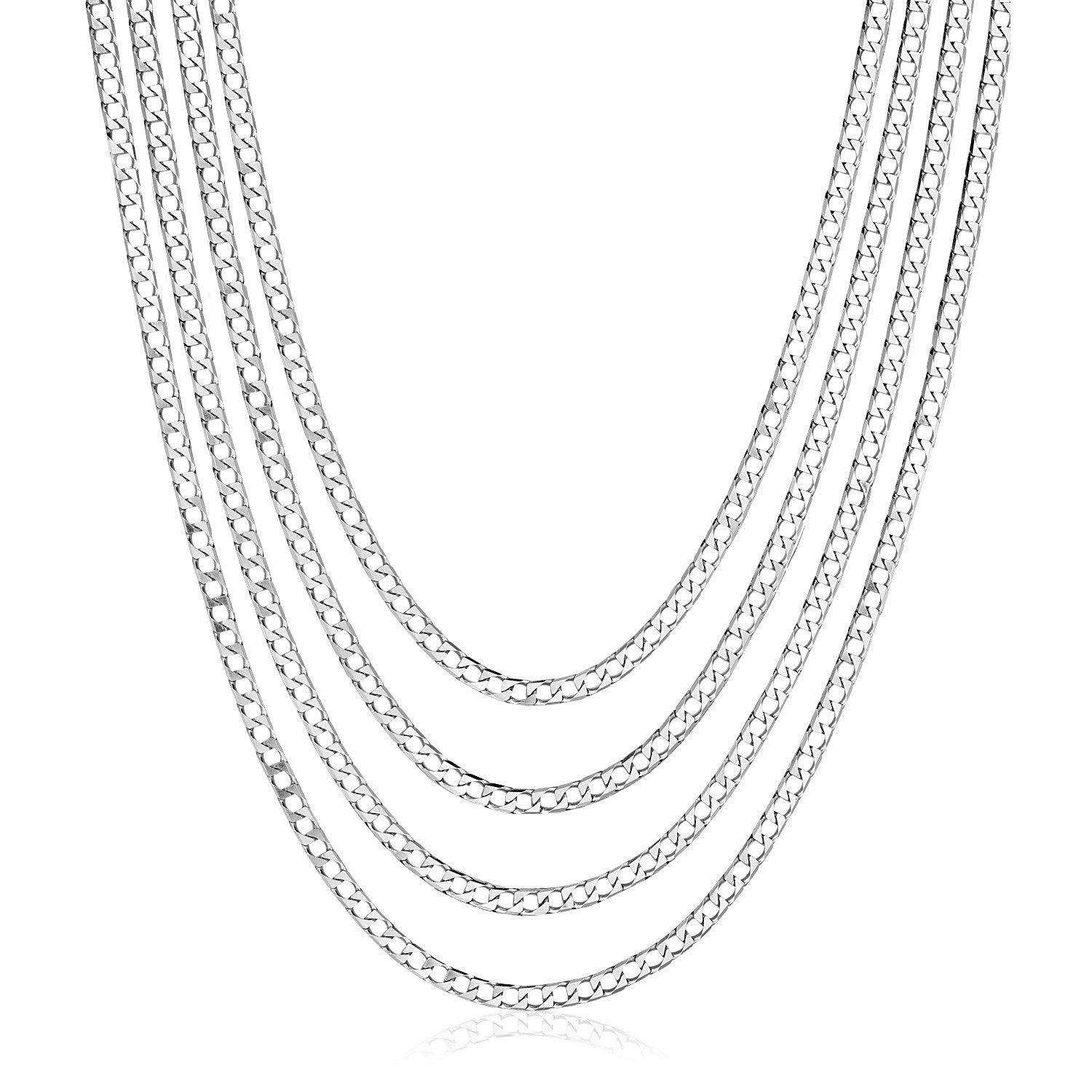 Sterling Silver 18 inch Four Strand Polished Link Necklace