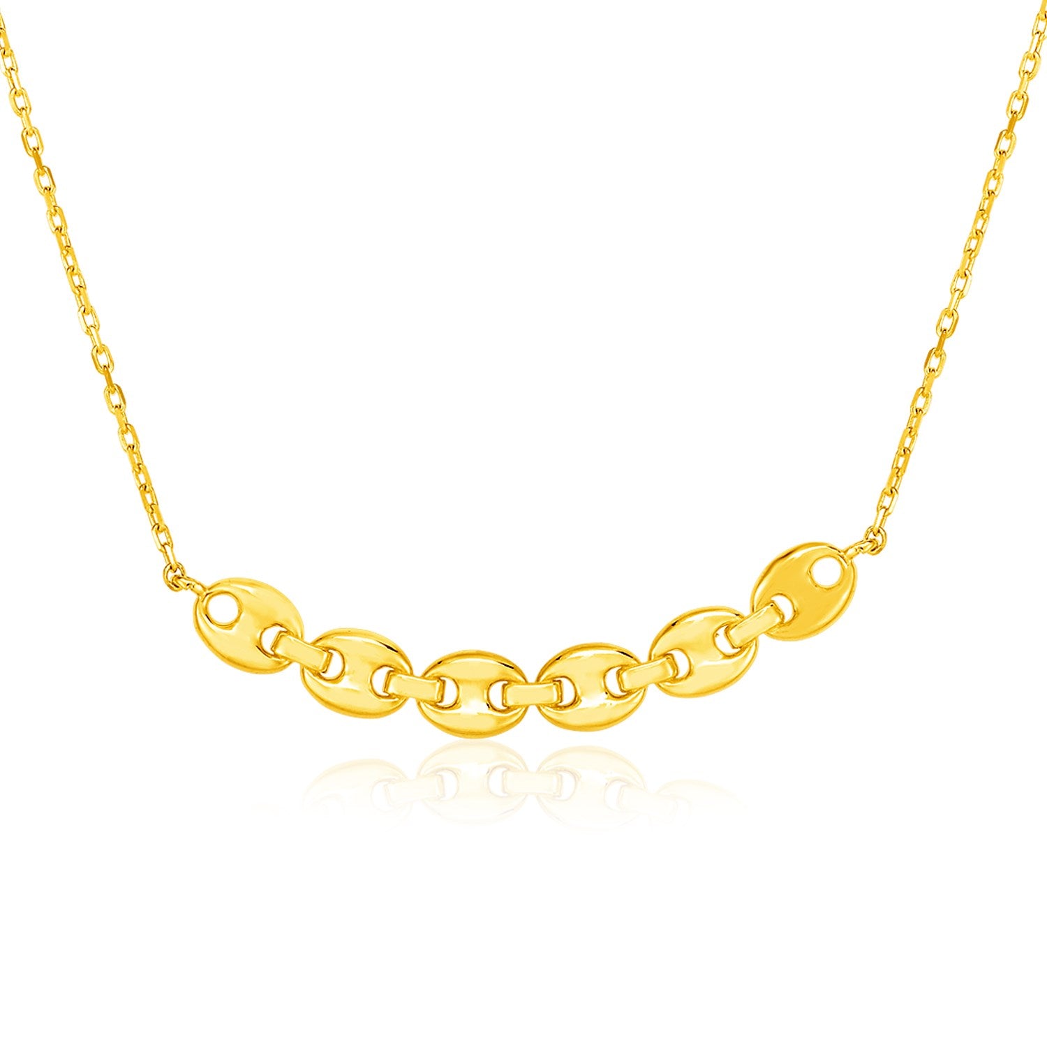14k Yellow Gold 18 inch Necklace with Curve of Mariner Chain