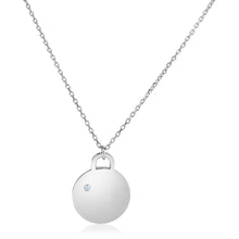 Load image into Gallery viewer, Sterling Silver 18 inch Necklace with Polished Disc with Diamond

