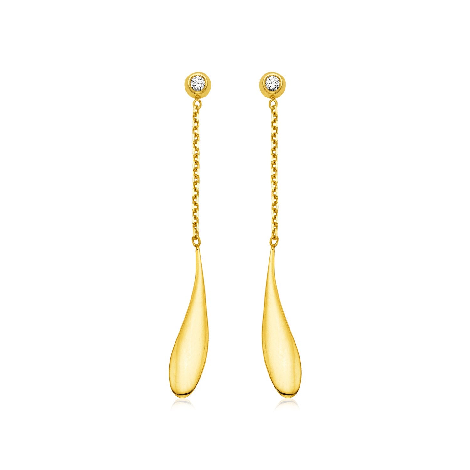 14k Yellow Gold Teardrop Earrings with Diamonds