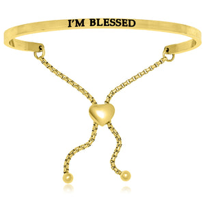 Yellow Stainless Steel I'm Blessed Adjustable Bracelet