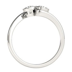 14k White Gold Bezel Set Curved Band Two Stone Diamond Ring (1/2 cttw)