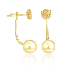 Load image into Gallery viewer, 14k Yellow Gold Double Sided Knot and Ball Design Earrings
