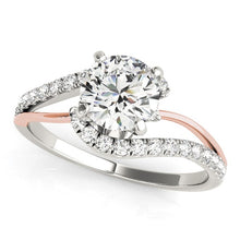 Load image into Gallery viewer, 14k White And Rose Gold Bypass Shank Diamond Engagement Ring (1 1/3 cttw)
