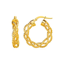 Load image into Gallery viewer, Textured Braided Hoop Earrings in 14k Yellow Gold
