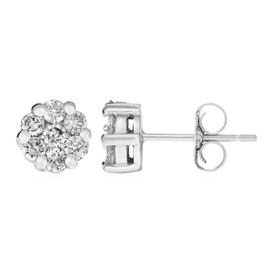 14k White Gold Post Earrings with Diamonds