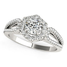 Load image into Gallery viewer, 14k White Gold Diamond Engagement Ring with Hexagon Halo Border (7/8 cttw)
