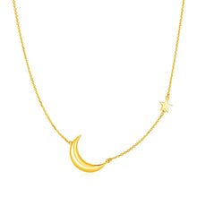 Load image into Gallery viewer, 14k Yellow Gold Necklace with Star and Moon
