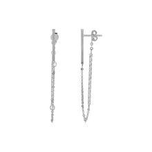 Load image into Gallery viewer, 14k White Gold Bar and Chain Dangle Earrings

