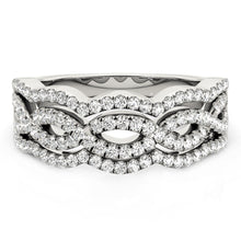 Load image into Gallery viewer, Diamond Studded Ring with Four Curves in 14k White Gold (5/8 cttw)
