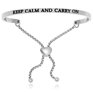 Stainless Steel Keep Calm And Carry On Adjustable Bracelet