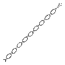 Load image into Gallery viewer, Textured Oval Link Bracelet in 14k White Gold
