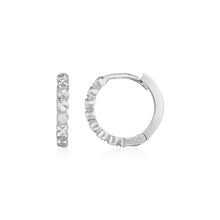 Load image into Gallery viewer, 14k White Gold Petite Textured Round Hoop Earrings
