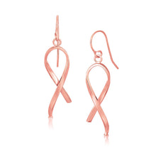 Load image into Gallery viewer, 14k Rose Gold Polished Ribbon Style Drop Earrings
