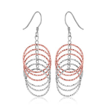 Load image into Gallery viewer, Sterling Silver Rose Tone Textured Layered Hoop Earrings
