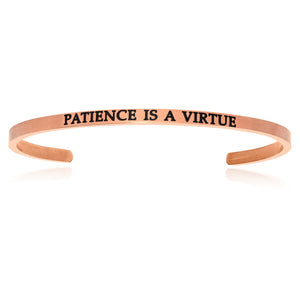 Pink Stainless Steel Patience Is A Virtue Cuff Bracelet