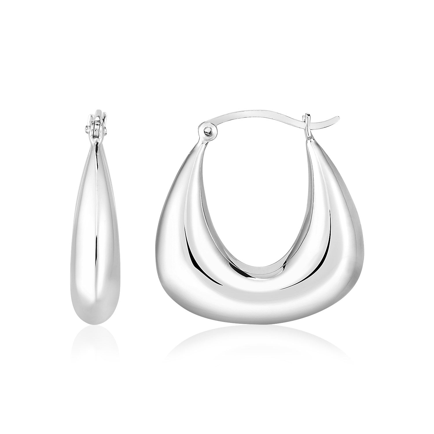 Sterling Silver Polished Puffed Trapezoid Hoop Earrings