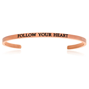 Pink Stainless Steel Follow Your Heart Cuff Bracelet
