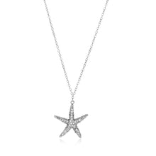 Load image into Gallery viewer, Sterling Silver Large Starfish Necklace with Cubic Zirconias
