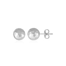Load image into Gallery viewer, 14k White Gold Ball Earrings with Faceted Texture
